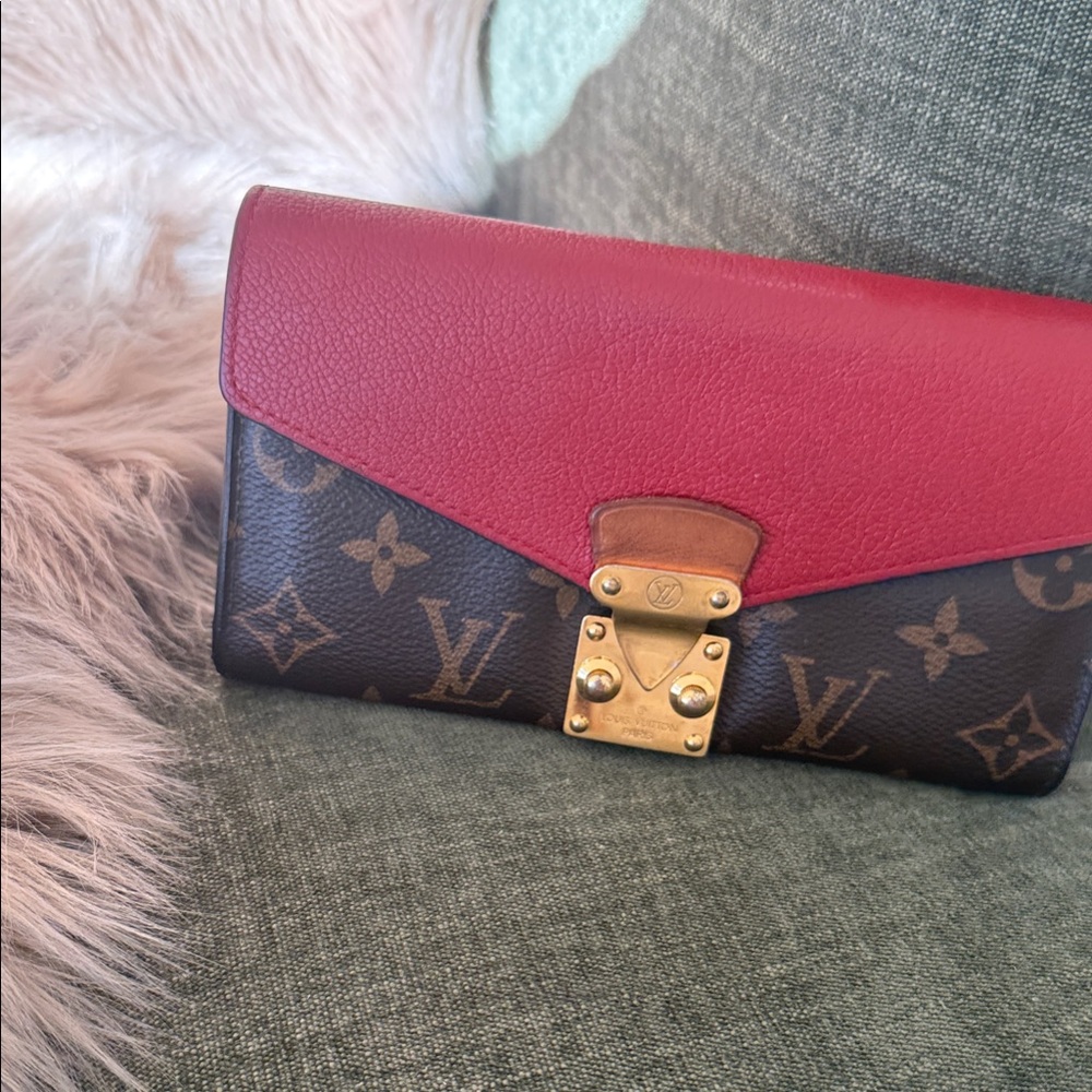 Louis Vuitton Red and Brown Monogram Wristlet